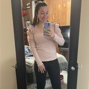 NWOT Express pink puffed sleeved long sleeved top